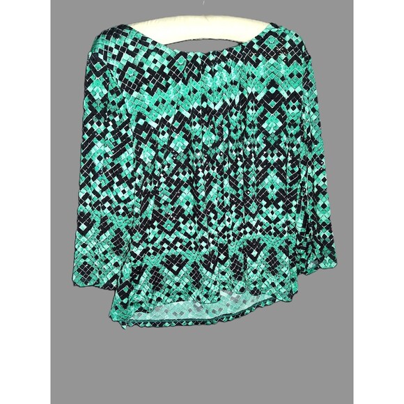 Tanjay Green & Black 3/4 Sleeve Shirt - Petite Large - Picture 1 of 3